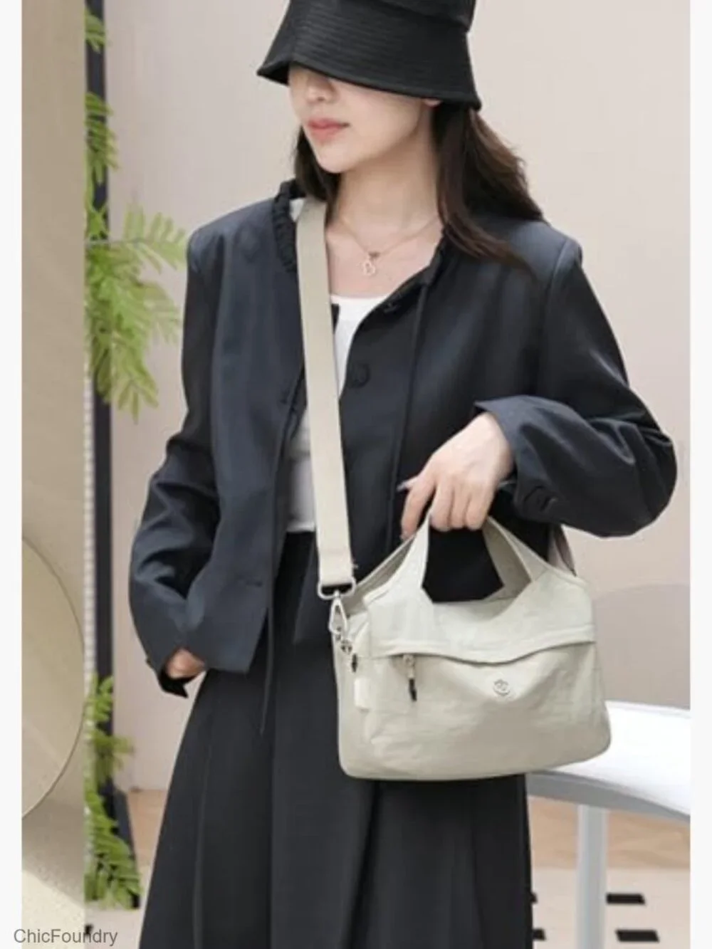 Nylon Small Tote Bag Crossbody Shoulder Hobo Clutch Lightweight Travel Purse